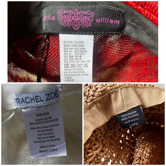 Summer Hats Lot of 3 Wide Brim Casual Boho Festival Paper Linen Cotton - Picture 6 of 8